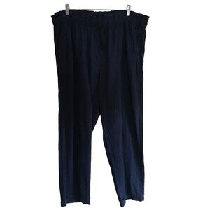 Dash Pants Women's Size XL Navy Blue Drawstring Linen Blend